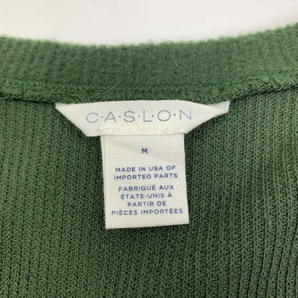 Caslon Green V Neck Sweater Ribbed Medium - Picture 4 of 9